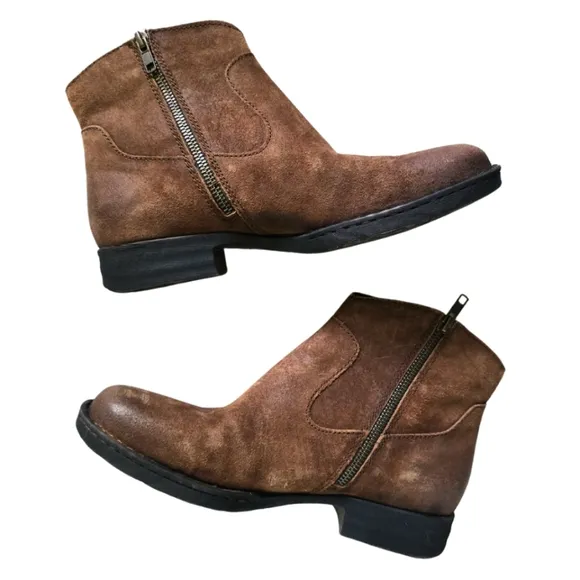 BORN Kenia Suede Leather Ankle Boots Brown 10M