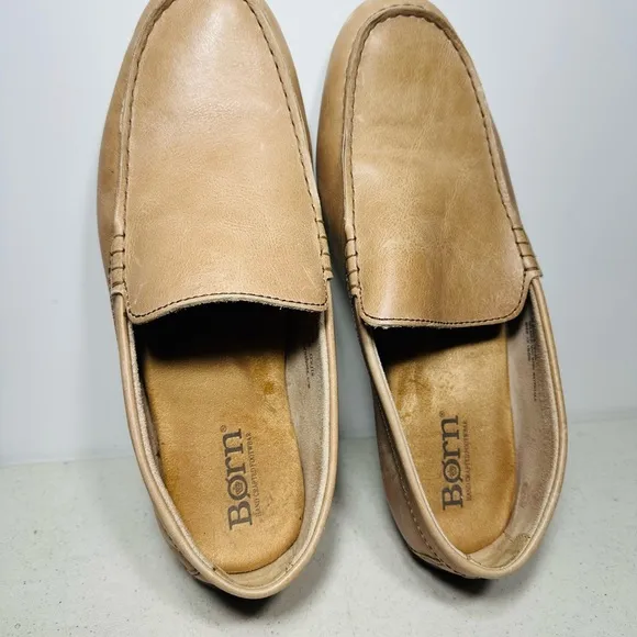 BORN Mens Allan Loafer Driving Shoes Moc Toe Gray Soft Leather Slip On Size 11,5