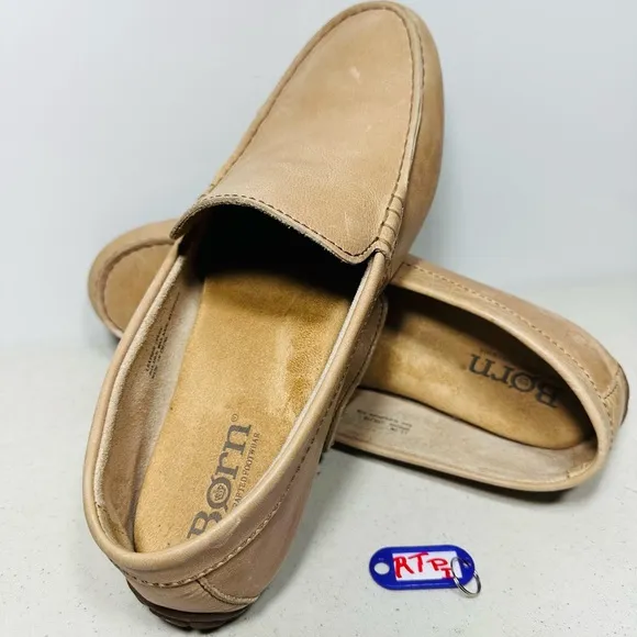 BORN Mens Allan Loafer Driving Shoes Moc Toe Gray Soft Leather Slip On Size 11,5
