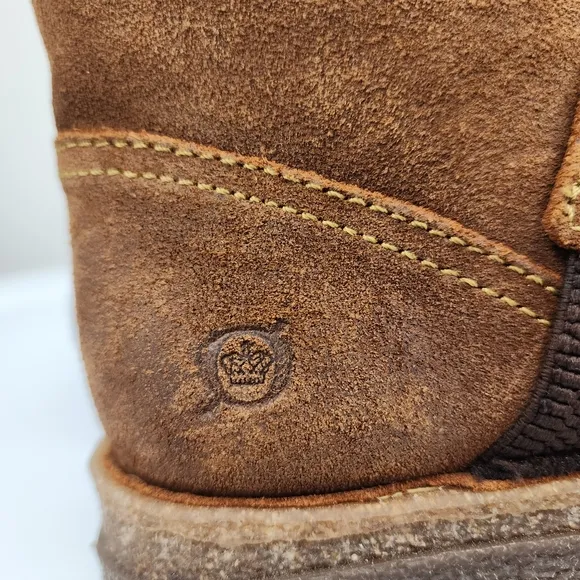 Born Tora Ankle Brown Distressed Suede Round Toe Zip Size 9.5