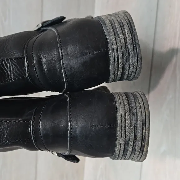 Born Women Black Leather Ankle Moto Boots Shoes Sz 9