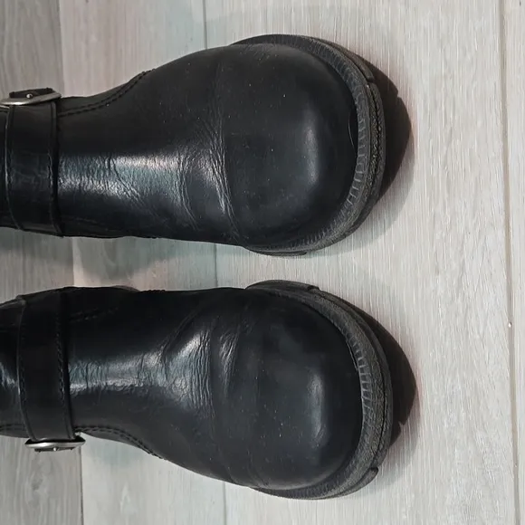 Born Women Black Leather Ankle Moto Boots Shoes Sz 9
