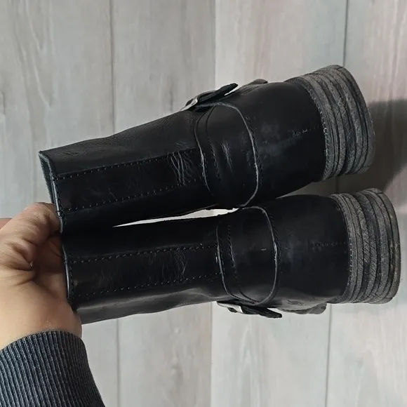Born Women Black Leather Ankle Moto Boots Shoes Sz 9