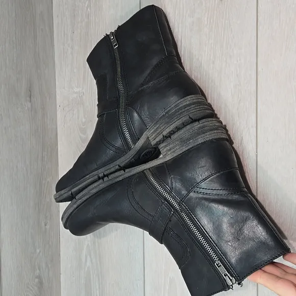 Born Women Black Leather Ankle Moto Boots Shoes Sz 9