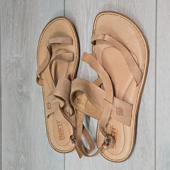 Born Women's Favignana Loop Toe Leather Slide Sandals Flip Flop Shoes Sz 8.5M