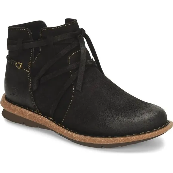 Born Women's Wynter Ankle Boots BlackDistressed Leather Booties Tassel Size 9.5