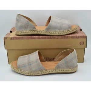 Born Womens Size 9.5 Seak Taupe Beige Fabric Slip On Sandals Shoes