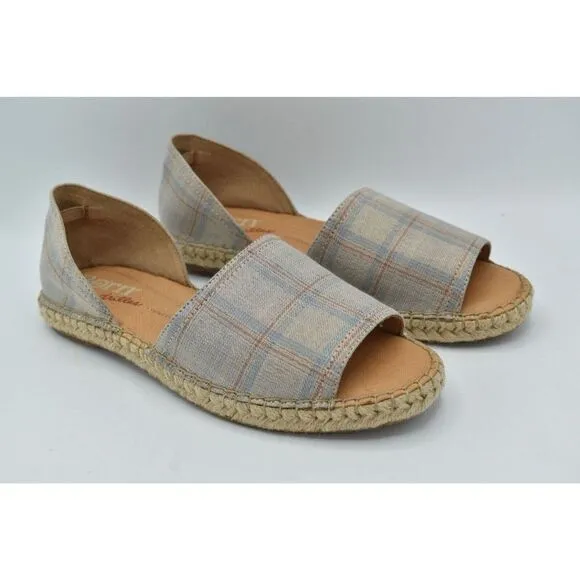 Born Womens Size 9.5 Seak Taupe Beige Fabric Slip On Sandals Shoes