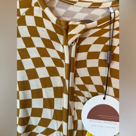 Brixton Phoenix NWT Baby Wavy‎ Checkered Bamboo Zipper Romper Size 6-12 Months