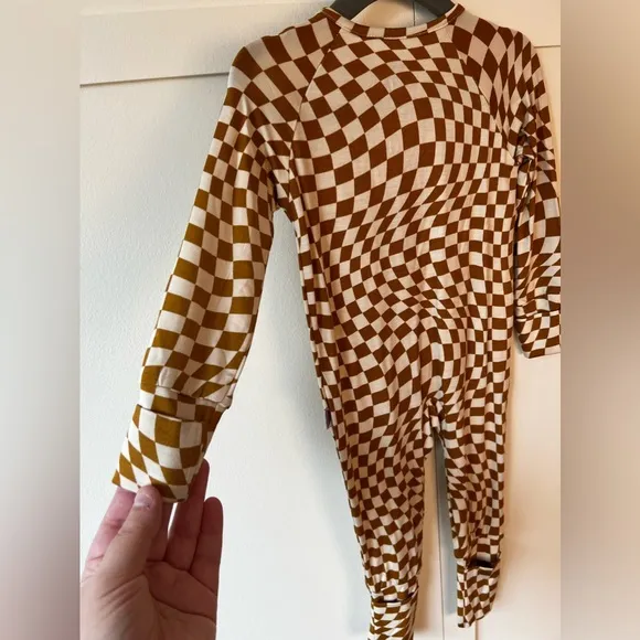 Brixton Phoenix NWT Baby Wavy‎ Checkered Bamboo Zipper Romper Size 6-12 Months
