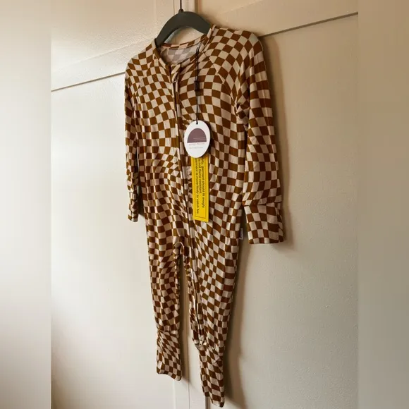 Brixton Phoenix NWT Baby Wavy‎ Checkered Bamboo Zipper Romper Size 6-12 Months