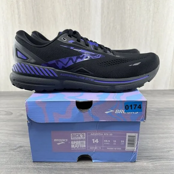 Brooks Adrenaline GTS 23 Size 14 Mens Black Purple Athletic Running Shoes