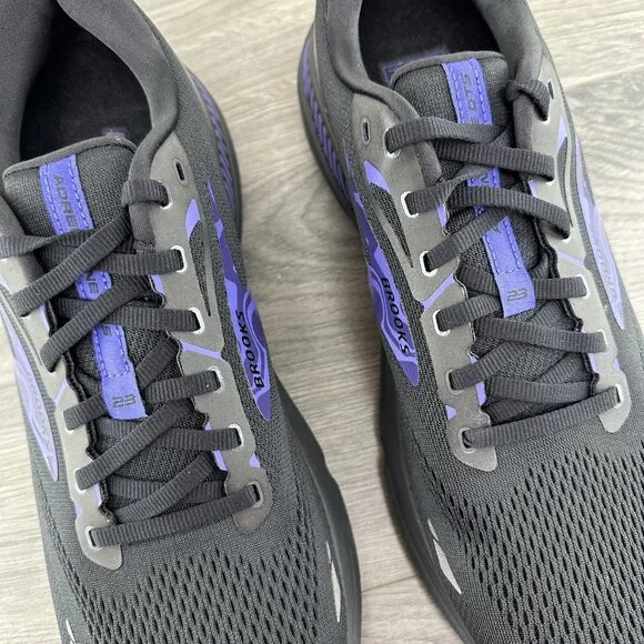 Brooks Adrenaline GTS 23 Size 14 Mens Black Purple Athletic Running Shoes