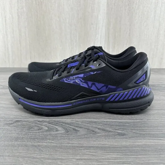 Brooks Adrenaline GTS 23 Size 14 Mens Black Purple Athletic Running Shoes