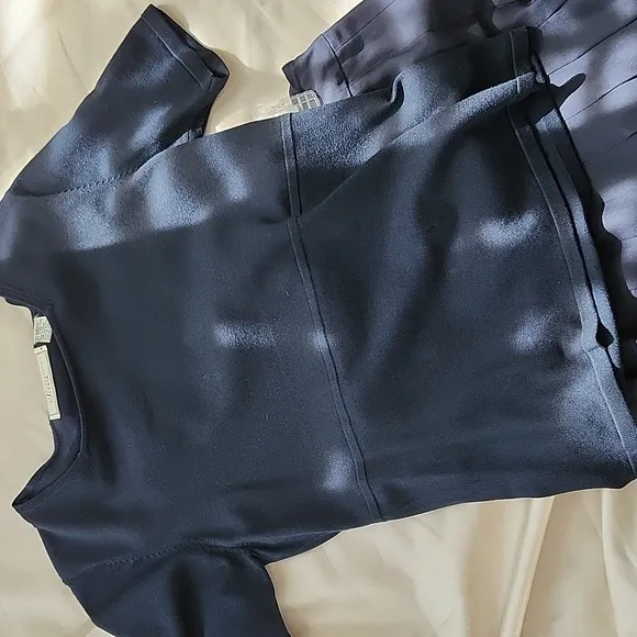 Brooks Brothers Navy Silk Pleated Skirt and Vintage Silk Top, Size 8/Small, $65