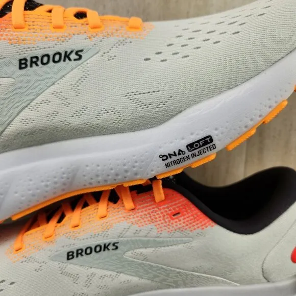 Brooks Ghost 16 Size 14 Mens White Coral Orange Illusion Black Running Shoes