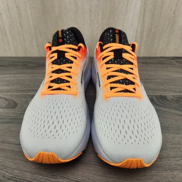 Brooks Ghost 16 Size 14 Mens White Coral Orange Illusion Black Running Shoes