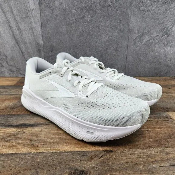 Brooks Ghost Max Size 10 Mens White Oyster Metallic Silver Running Shoes