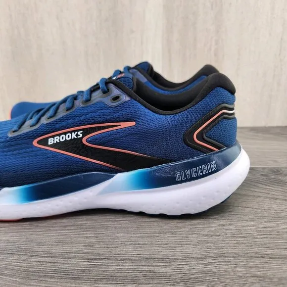 Brooks Glycerin 21 Size 12.5 Mens Blue Opal Black Nasturtium White Running Shoes