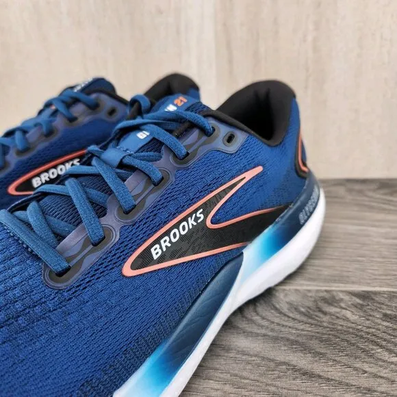 Brooks Glycerin 21 Size 12.5 Mens Blue Opal Black Nasturtium White Running Shoes