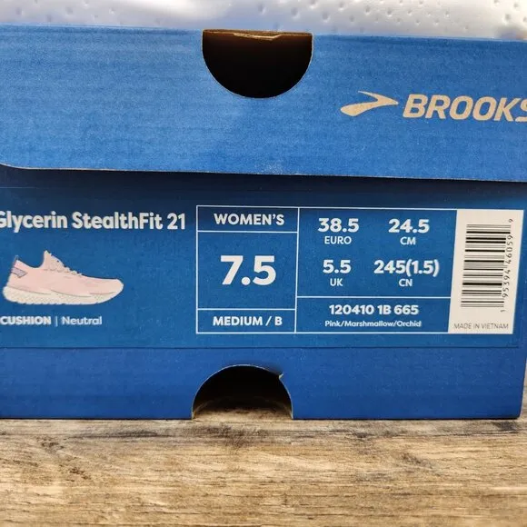 Brooks Glycerin StealthFit 21 Sz 7.5 Womens Pink Marshmallow Running Shoes