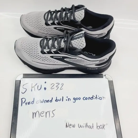 Brooks Men's Gray Ebony Black Trace 2 Mesh Athletic Running Shoes Size 9
