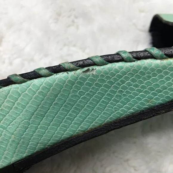 Bruno Magli Women's Green Leather Slip On Sandals Size 10
