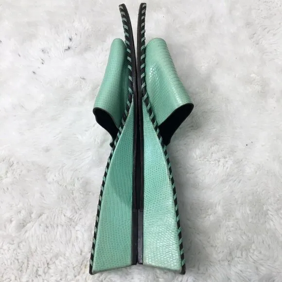 Bruno Magli Women's Green Leather Slip On Sandals Size 10