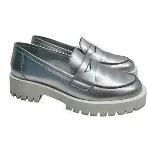 Bruno Premi Sporty Lugged Platform Loafer Silver Preppy Academia Stylish US 8.5