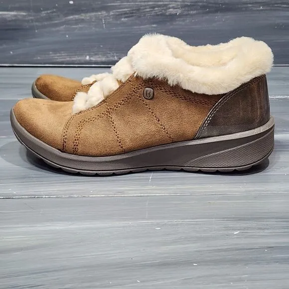 Bzees Golden Shoes Faux Fur Lined Lightweight Toffee Size 6.5