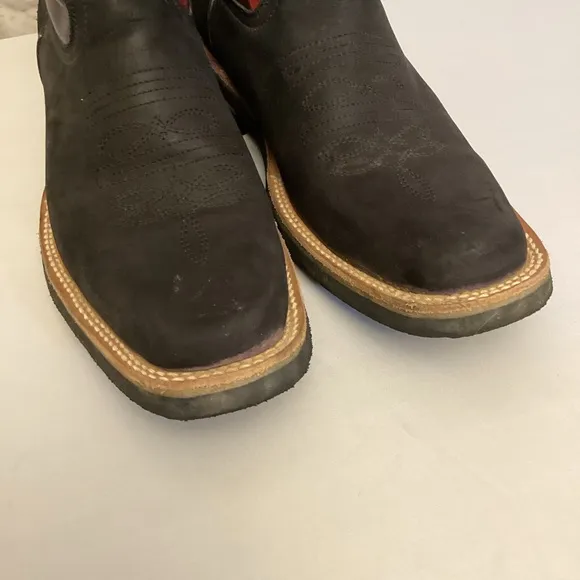 California Boots 9 Men's Western Cowboy Boots Black Burgundy Leather Rodeo Work