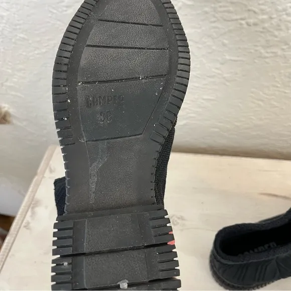 Camper 38 7.5 Boots Black Knit Pix Tencel Zip Front