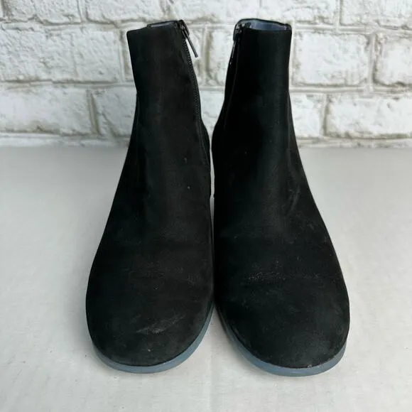 Camper Boots Heel Ankle Booties Leather Suede Block Zip Neutral Black Blue 37 7