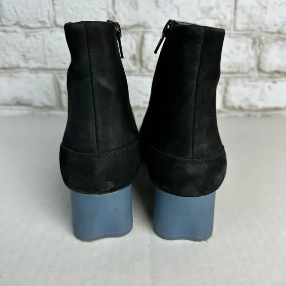 Camper Boots Heel Ankle Booties Leather Suede Block Zip Neutral Black Blue 37 7