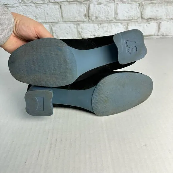 Camper Boots Heel Ankle Booties Leather Suede Block Zip Neutral Black Blue 37 7
