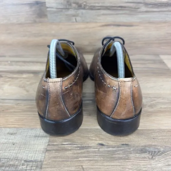 CANALI Men’s Size 8 U.S. 40 Brown Leather Dress Shoes Oxford Made in Italy