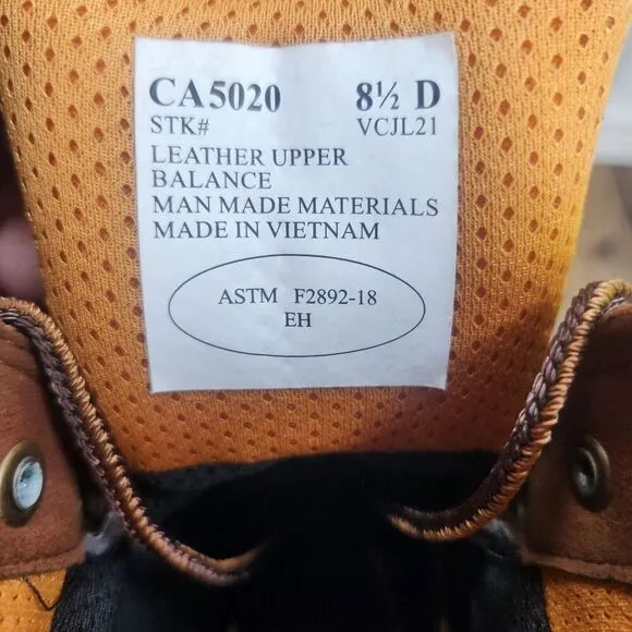 Carolina CA5020 Bruno 6&quot; Waterproof Soft Broad Toe Work Boots Men Sz 8.5 D Brown