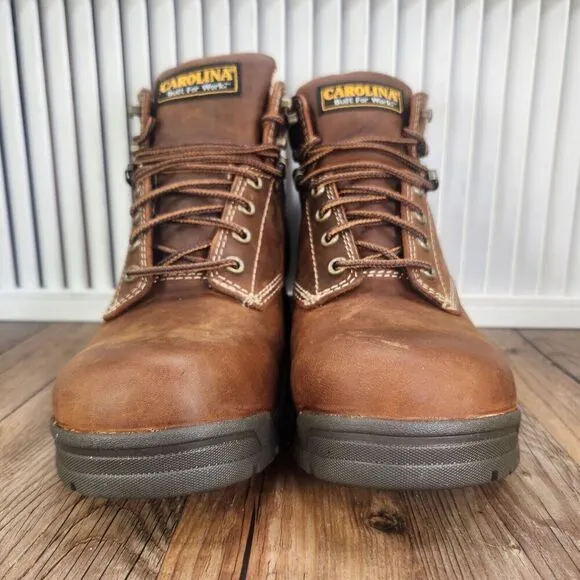 Carolina CA5020 Bruno 6&quot; Waterproof Soft Broad Toe Work Boots Men Sz 8.5 D Brown