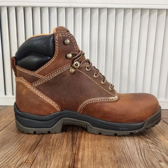 Carolina CA5020 Bruno 6&quot; Waterproof Soft Broad Toe Work Boots Men Sz 8.5 D Brown