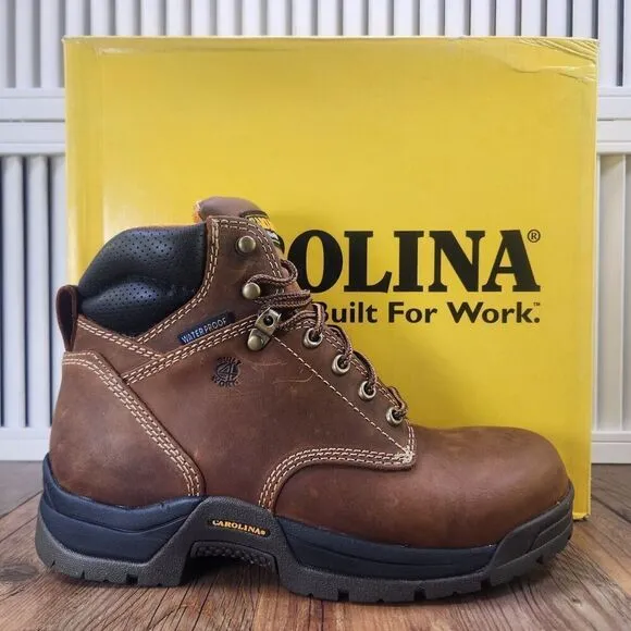 Carolina CA5020 Bruno 6&quot; Waterproof Soft Broad Toe Work Boots Men Sz 8.5 D Brown