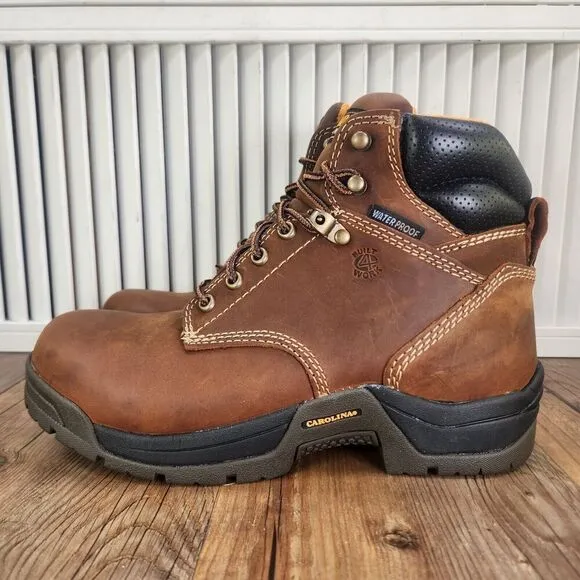 Carolina CA5020 Bruno 6&quot; Waterproof Soft Broad Toe Work Boots Men Sz 8.5 D Brown