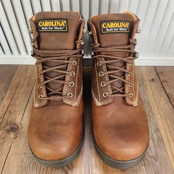 Carolina CA5020 Bruno 6&quot; Waterproof Soft Broad Toe Work Boots Men Sz 8.5 D Brown
