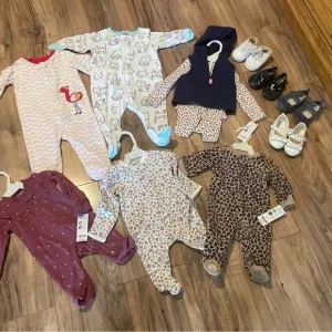 Carter's Pink and White Footies One Piece Lot Clothing With Shoes