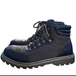 Caterpillar Dark Green Mesh &amp; Brown Leather Lace up Workboots  — SZ 12 EUC‎