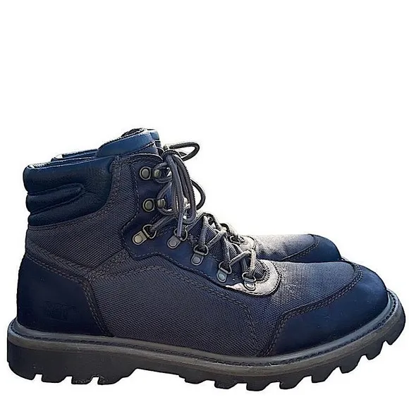 Caterpillar Dark Green Mesh &amp; Brown Leather Lace up Workboots  — SZ 12 EUC‎