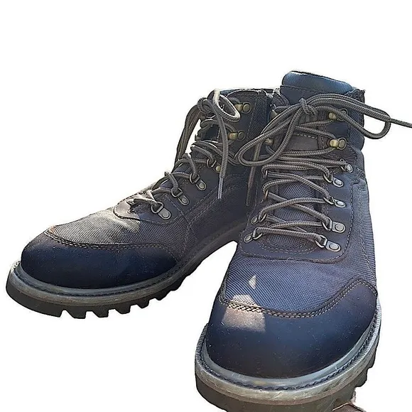 Caterpillar Dark Green Mesh &amp; Brown Leather Lace up Workboots  — SZ 12 EUC‎
