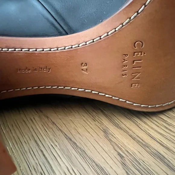 Celine Black Leather Calf-High Boots