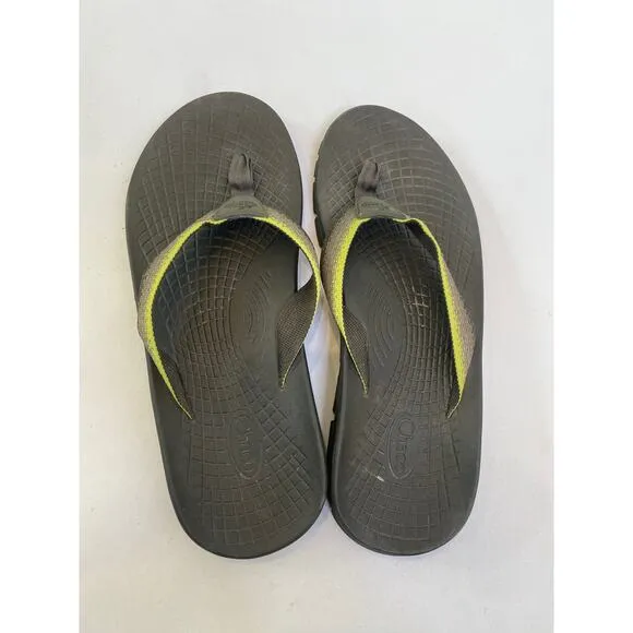 Chaco Men’s Flip Flop Thong Sandals Green/Gray Straps Casual Shoes EUC Sz 12