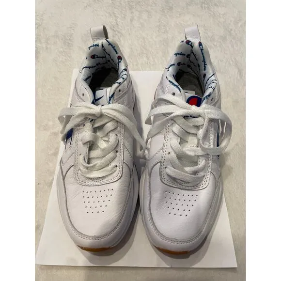 CHAMPION 93 Eighteen Bic C Leather Sneakers Low Top Lace Up Shoes 3.5Y Youth