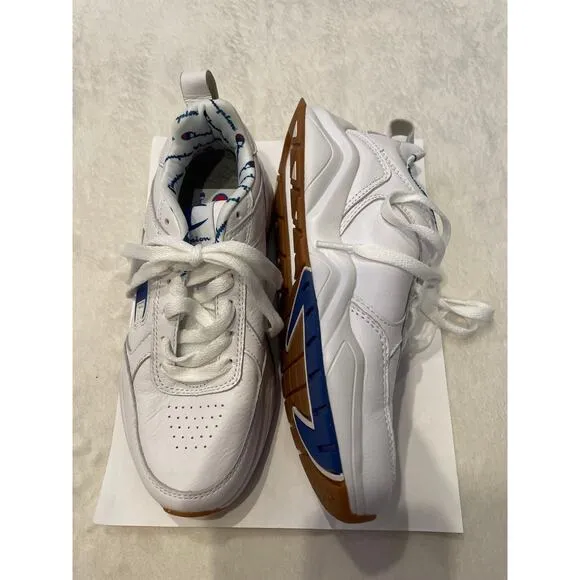 CHAMPION 93 Eighteen Bic C Leather Sneakers Low Top Lace Up Shoes 3.5Y Youth